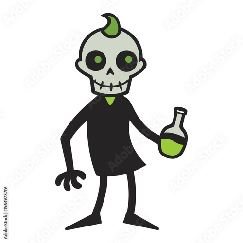 Creepy hand drawn zombie illustration for spooky halloween celebrations.
