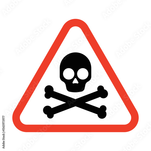 Skull and Crossbones Warning Sign Vector Icon.