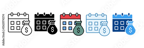 Fiscal Year  Icon Set Multiple Style Collection