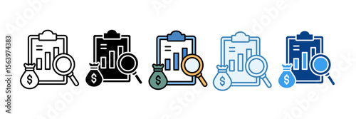 Financial Analysis  Icon Set Multiple Style Collection