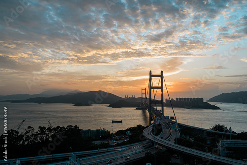 October, 2024, Hong Kong PRC - Tsing Ma Bridge - longest suspension bridge