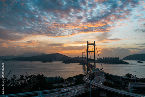 October, 2024, Hong Kong PRC - Tsing Ma Bridge - longest suspension bridge