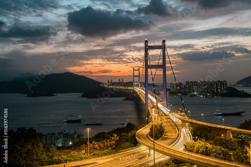 October, 2024, Hong Kong PRC - Tsing Ma Bridge - longest suspension bridge