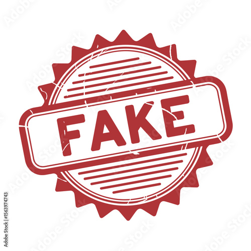 Red stamp with the word fake in grunge style on white background