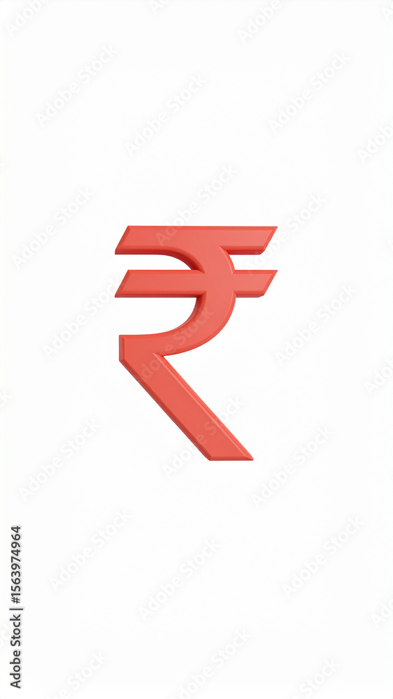 Obraz premium 3d render of the indian rupee symbol against a clean white background for financial and economic visuals