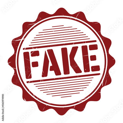 Red distressed grunge stamp with the word fake in bold letters