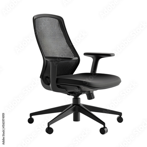 black office chair isolated on transparent background
