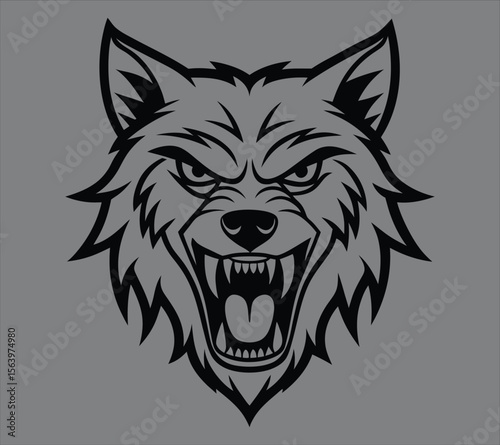 Raging Wolf Head Vector Design – Front-View Beast Emblem
