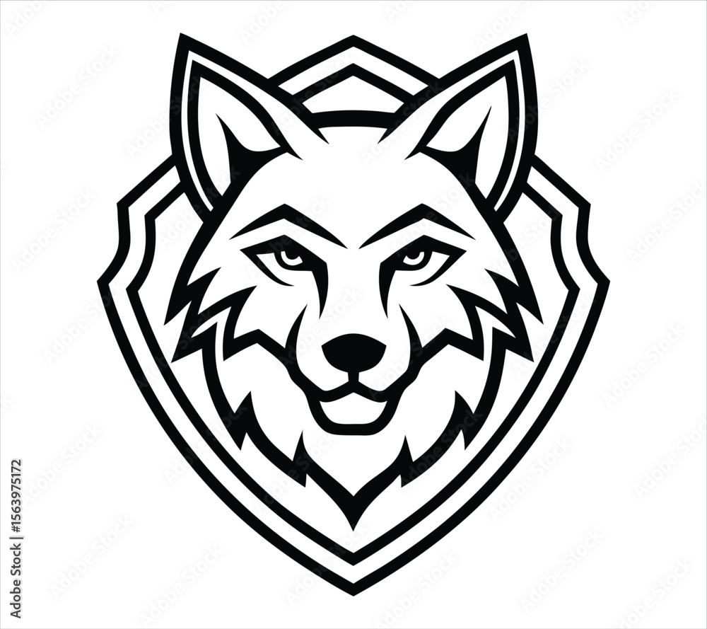 Fototapeta premium Stylized Wolf Head Emblem Vector – Modern Animal Logo Design