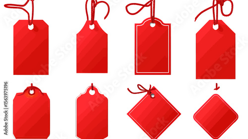 Assorted Red Tilted Tags clean vector layout with white background