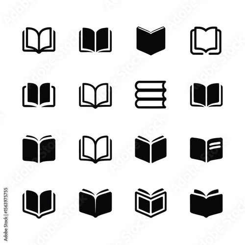 Black Book Logo Icon Set in Minimal Style