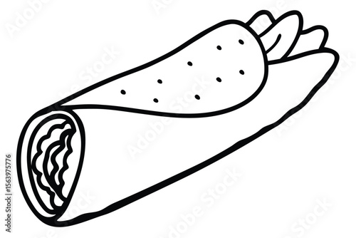 Vegetable roll line art vector illustration