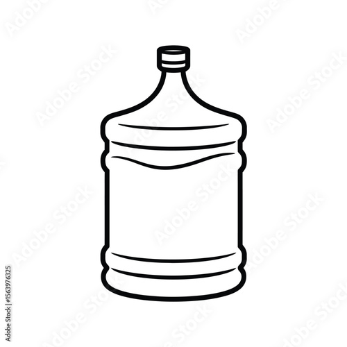 Simple black and white line drawing of a large water cooler bottle