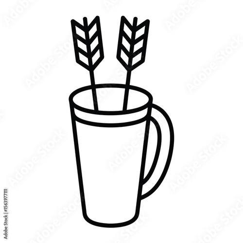 Simple outline illustration of a quiver filled with two arrows