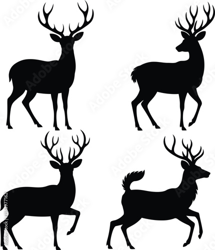 Elegant Deer Silhouettes Vector illustration Graphics for Design Projects