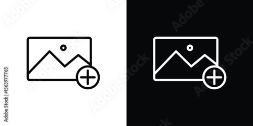 Add photos icon. Simple thin line, outline vectors
