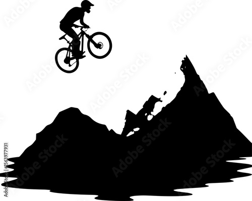 mountain biking, cycling,  man and tree vector bundle