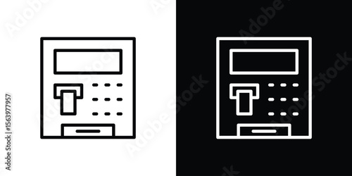 ATM machine icon. Simple thin line, outline vectors