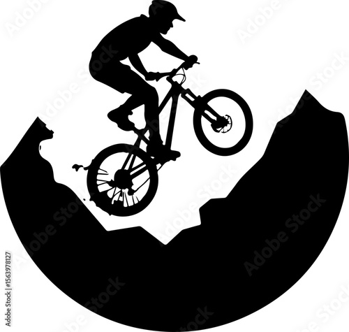 Mountain Biker on Cliff Silhouette vector graphics bundle