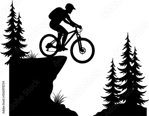 Mountain Biker on Cliff Silhouette vector graphics bundle