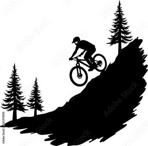 Mountain Biker on Cliff Silhouette vector graphics bundle