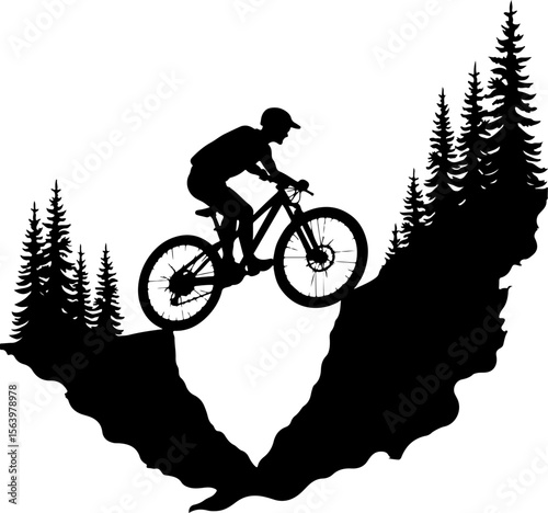 Mountain Biker on Cliff Silhouette vector graphics bundle
