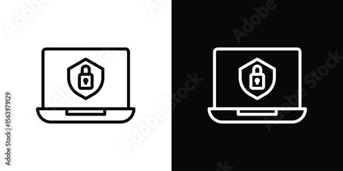 Computer security icon. Simple thin line, outline vectors
