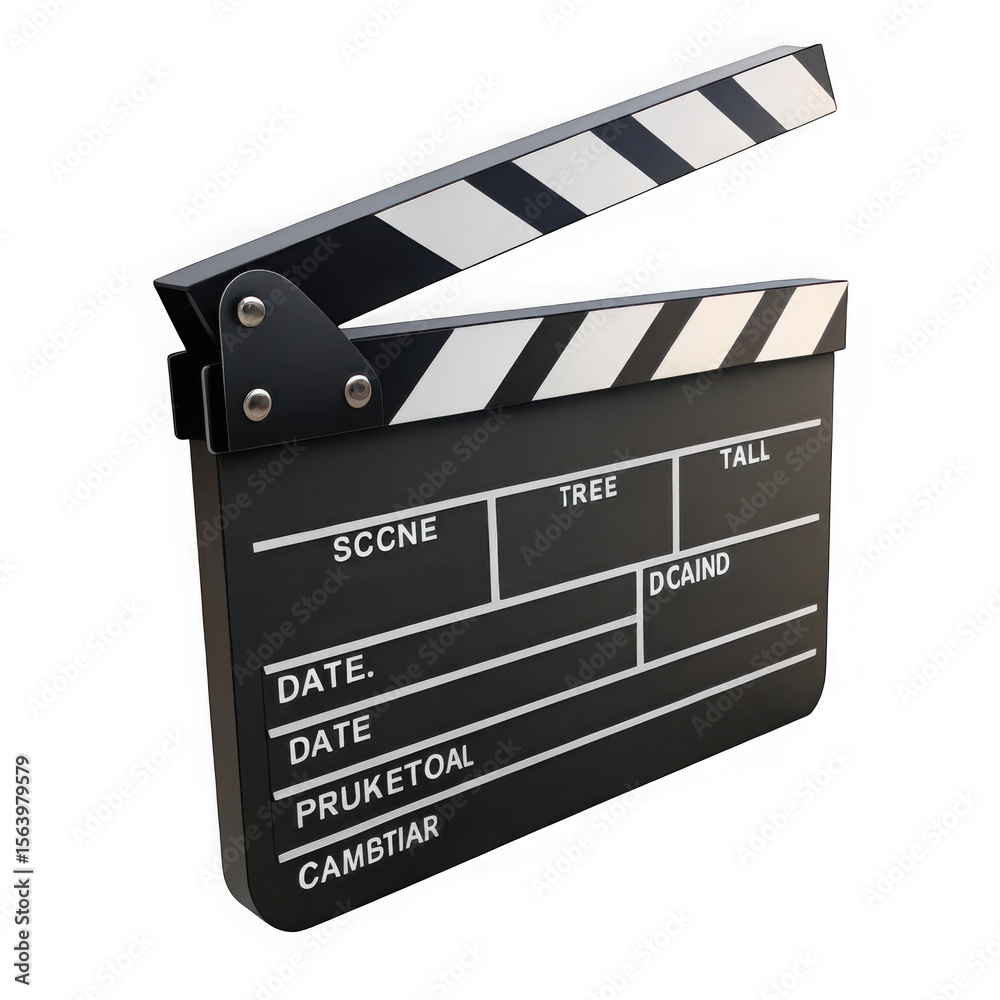 Obraz premium Classic black movie clapperboard with white stripes isolated on transparent background