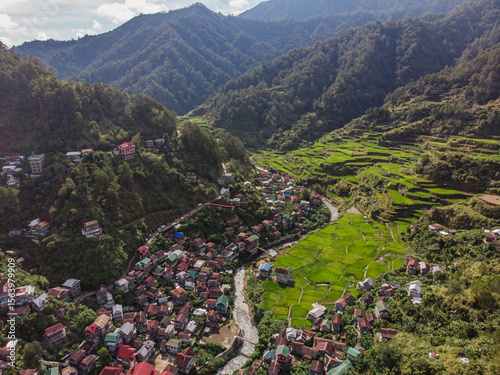 Aerial view of Barlig municipal houses, Mountain Province, Philippines 