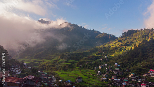 Aerial view of Barlig municipal houses, Mountain Province, Philippines 