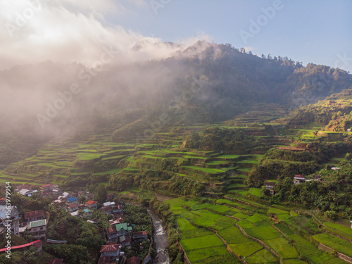 Aerial view of Barlig municipal houses, Mountain Province, Philippines 