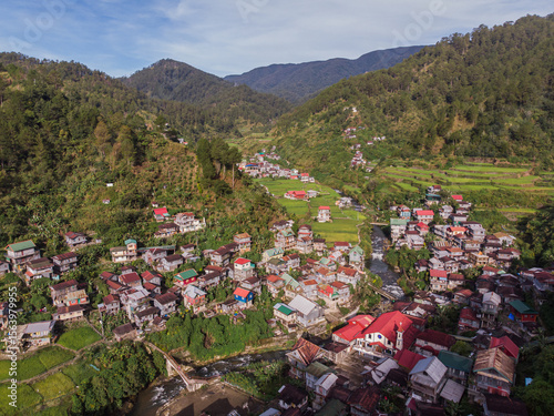 Aerial view of Barlig municipal houses, Mountain Province, Philippines 