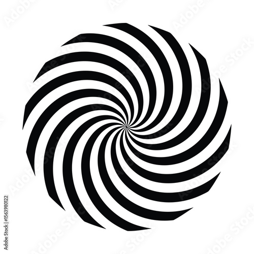 Black and white spiral vortex pattern with a hypnotic effect on a white background