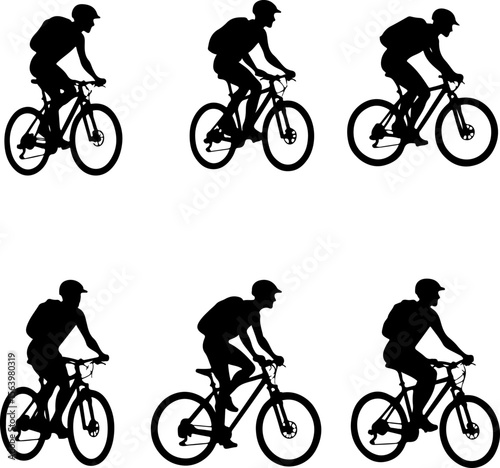 Mountain Biker on Cliff Silhouette vector graphics bundle
