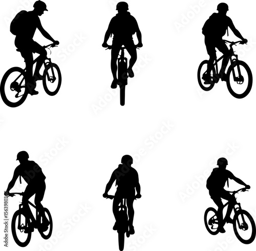 Mountain Biker on Cliff Silhouette vector graphics bundle