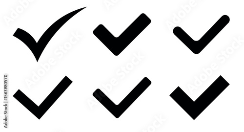 Set of check marks in black. Vector tick icons 