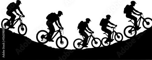 Mountain Biker on Cliff Silhouette vector graphics bundle