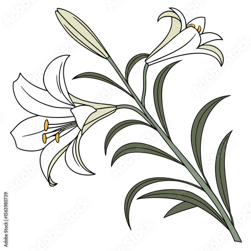 Easter Lily Icon Holiday Symbols, Cross, Bunny, Egg, and Church Graphics