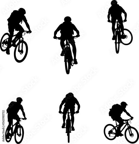 Mountain Biker on Cliff Silhouette vector graphics bundle