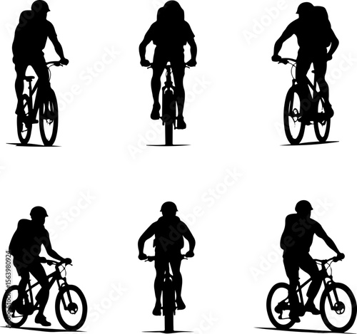 Mountain Biker on Cliff Silhouette vector graphics bundle
