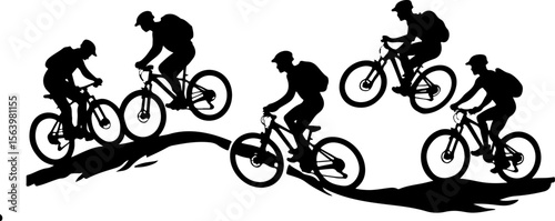 Mountain Biker on Cliff Silhouette vector graphics bundle