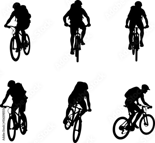 Mountain Biker on Cliff Silhouette vector graphics bundle