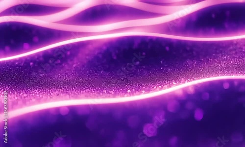 Abstract Purple Wavy Particle Motion Background with Bright Lights and Smooth Dynamic Energy