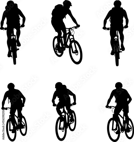 Mountain Biker on Cliff Silhouette vector graphics bundle