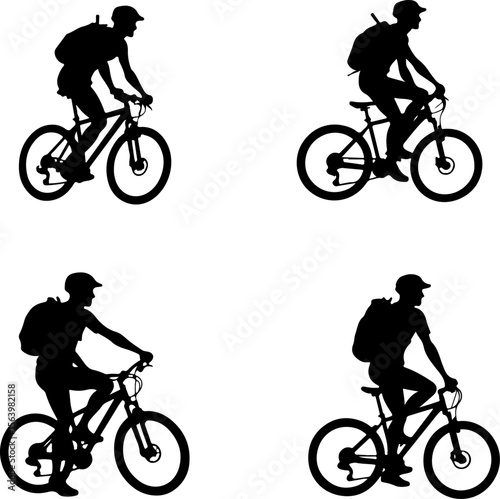 Mountain Biker on Cliff Silhouette vector graphics bundle