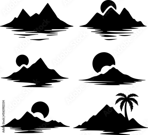 Mountain Biker on Cliff Silhouette vector graphics bundle