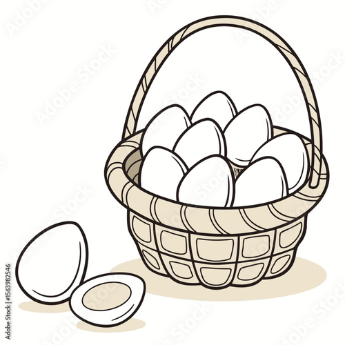 Basket of Eggs Icon Holiday Symbols, Cross, Bunny, Egg, and Church Graphics