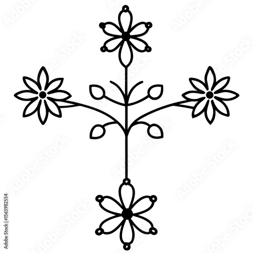 Cross with Flowers Icon Holiday Symbols, Cross, Bunny, Egg, and Church Graphics
 