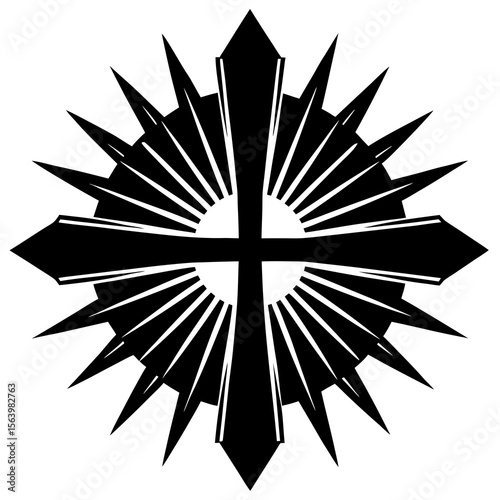 Sunburst Cross Icon Holiday Symbols, Cross, Bunny, Egg, and Church Graphics