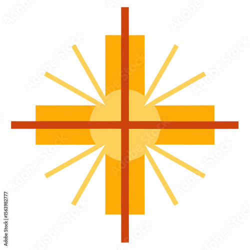 Sunburst Cross Icon Holiday Symbols, Cross, Bunny, Egg, and Church Graphics